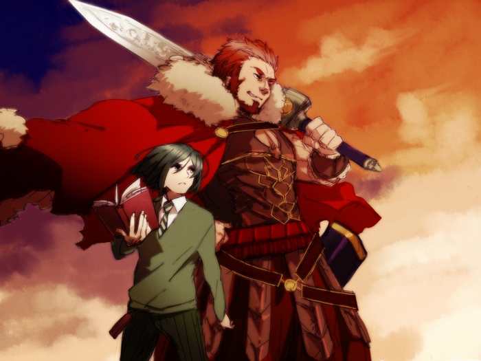 Rider from Fate/Zero with a young boy
