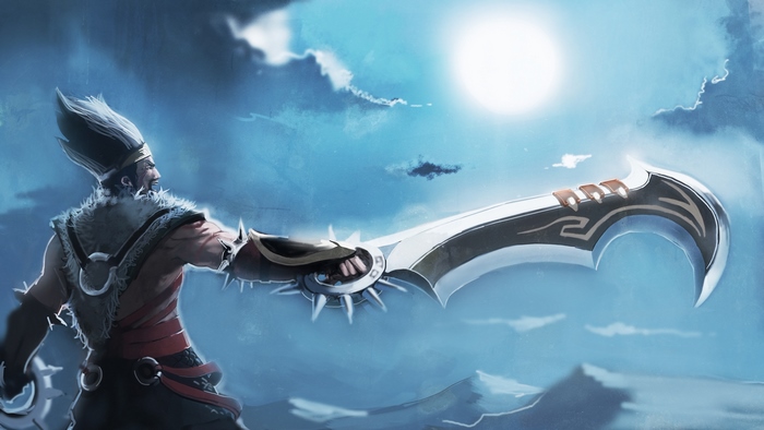 Draven from League of Legends holding a large axe