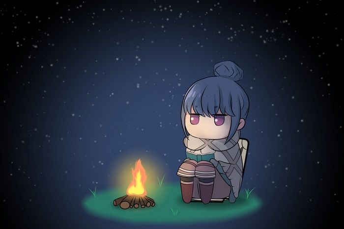 Rin Shima camping under the stars