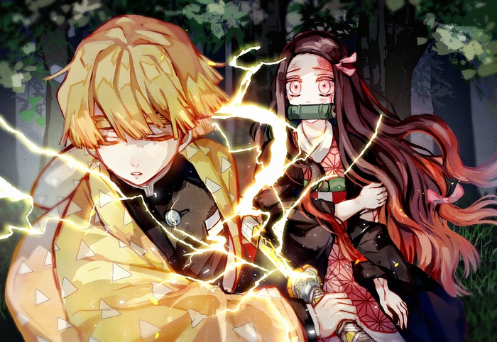 Zenitsu Agatsuma and Nezuko Kamado from Demon Slayer