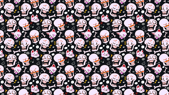 Papyrus from Undertale pattern with skulls and dogs