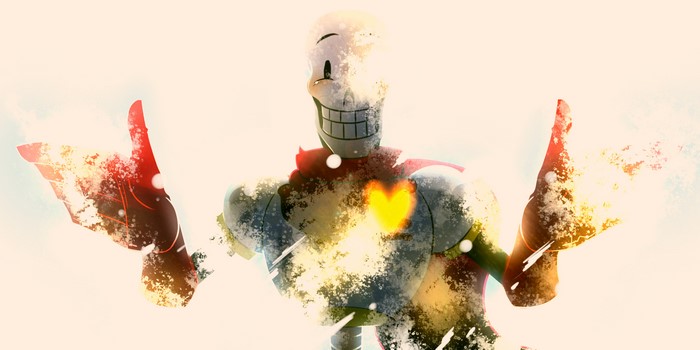 Glowing Papyrus with Radiant Heart from Undertale