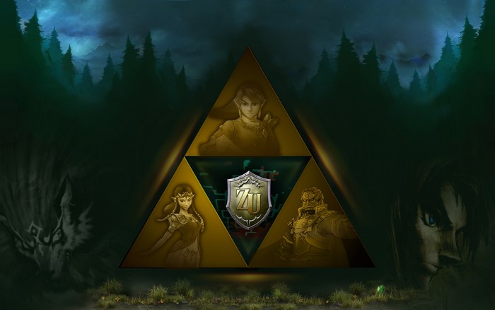 The Legend of Zelda characters within a Triforce