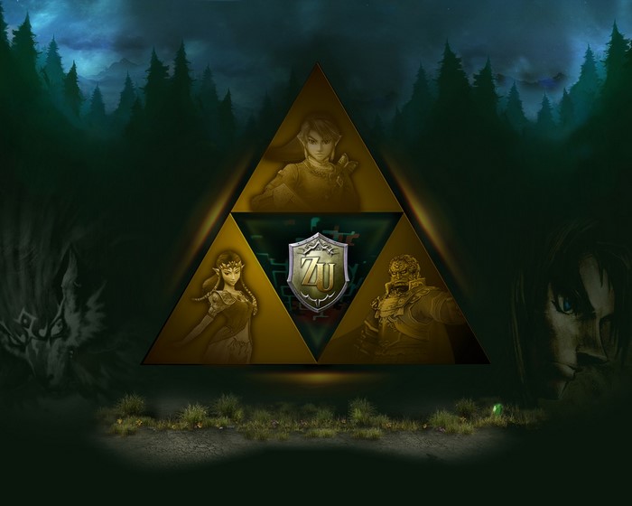 The Legend of Zelda characters in a Triforce