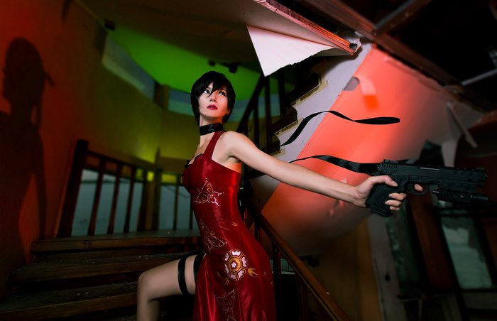 Ada Wong from Resident Evil holding a gun