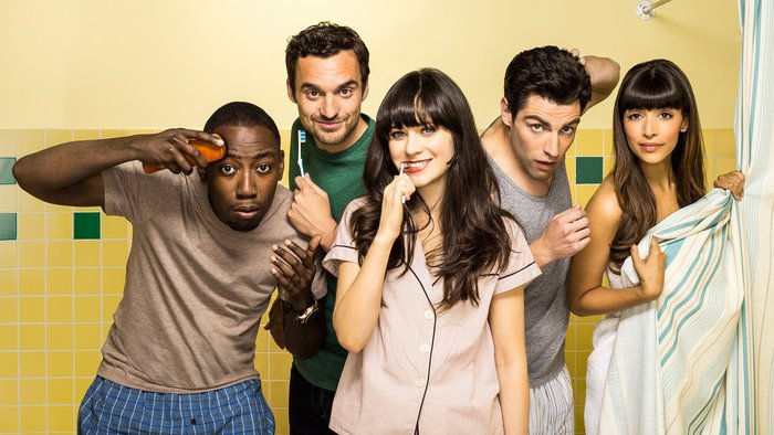 New Girl Cast in Bathroom