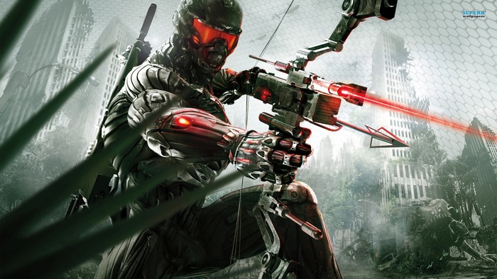 Prophet from Crysis with a bow and arrow