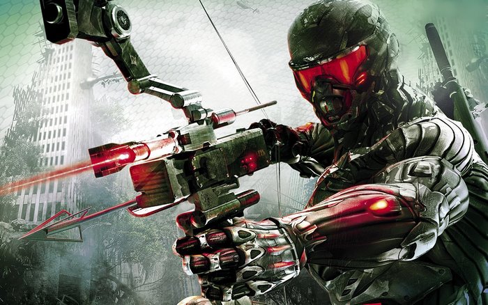Prophet from Crysis with a futuristic bow