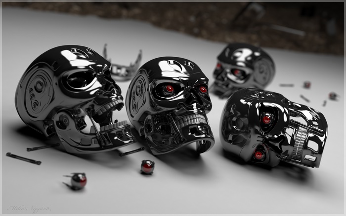 Terminator Skulls with Red Eyes