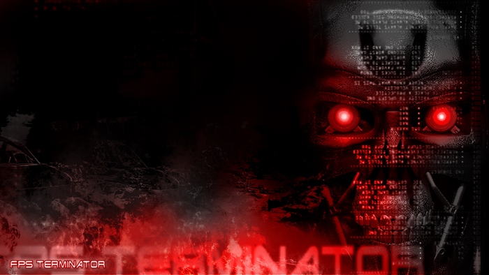 FPS Terminator Skull with Red Eyes