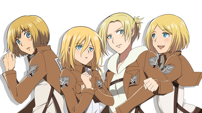 Armin, Annie, and Historia from Attack on Titan