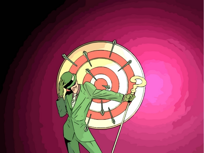 Riddler from DC Comics with a target