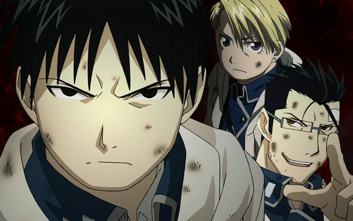 Roy Mustang, Riza Hawkeye, and Jean Havoc from Fullmetal Alchemist