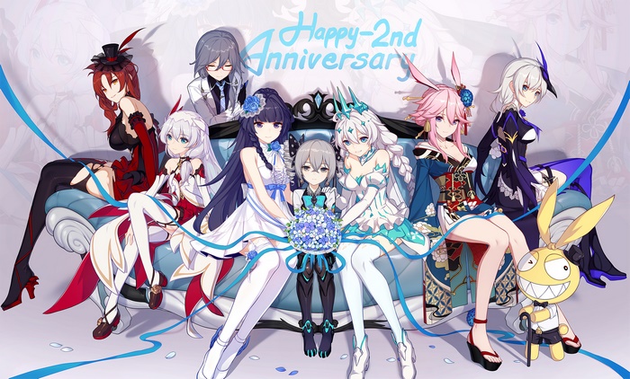 Honkai Impact 3rd characters celebrating 2nd anniversary