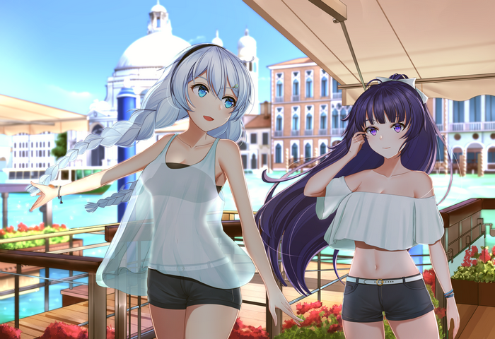 Kiana Kaslana and Mei Raiden in Venice
