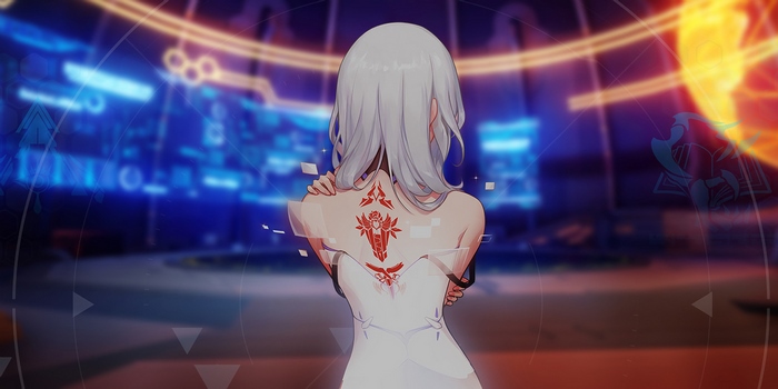 Kiana Kaslana with Red Tattoo in Futuristic Setting