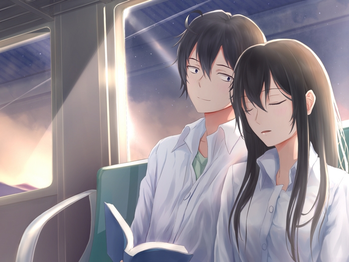 Hikigaya Hachiman on a train