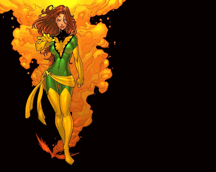 Jean Grey from X-Men with fire