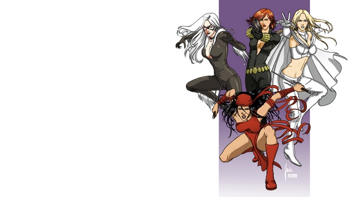 Black Cat, Daredevil, Black Widow, and Emma Frost