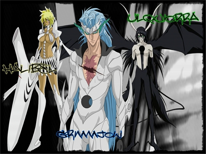 Halibel, Grimmjow, and Ulquiorra from Bleach