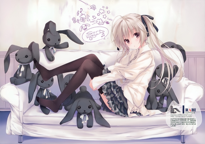 Sora Kasugano with stuffed rabbits