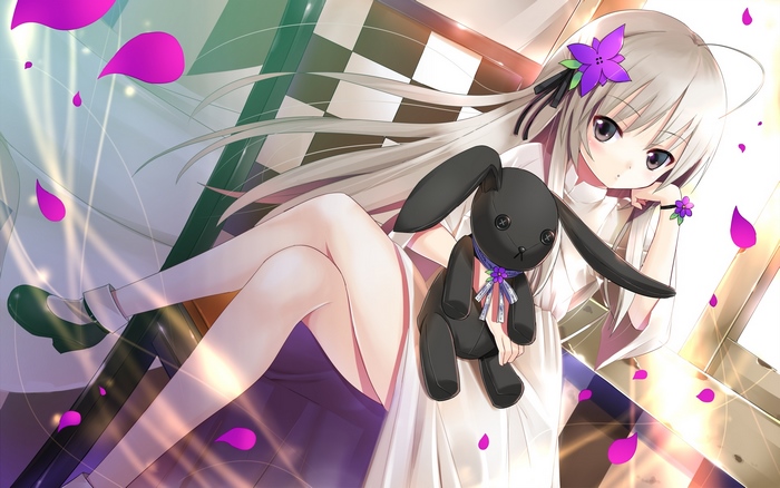 Sora Kasugano with a stuffed bunny