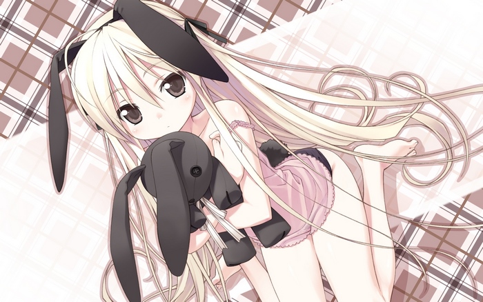 Sora Kasugano with a bunny plush