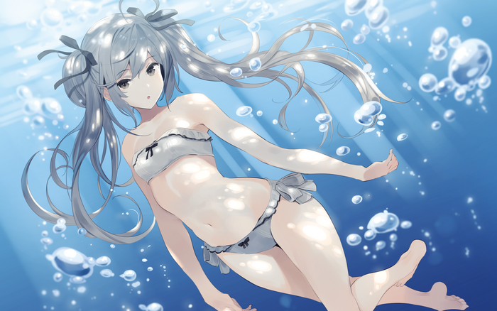 Sora Kasugano underwater in a white bikini
