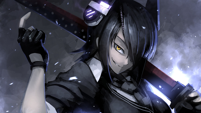 Tenryuu from Kancolle holding a large weapon