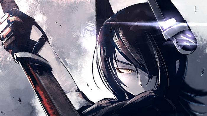 Tenryuu from Kancolle holding a large weapon