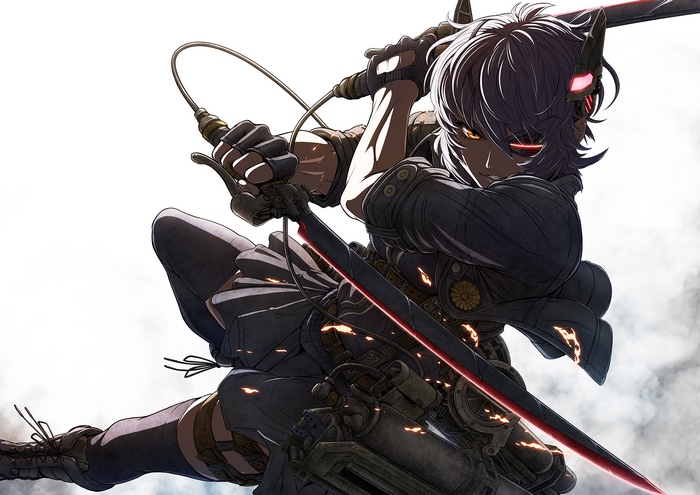 Tenryuu from Kancolle with a sword