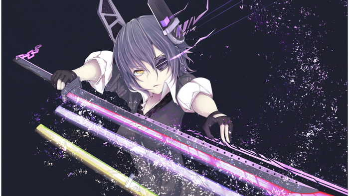 Tenryuu from Kancolle with glowing swords