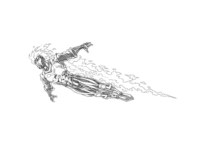 Firestorm flying with flames