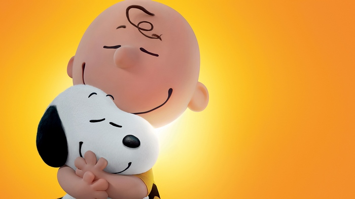 Charlie Brown and Snoopy hugging