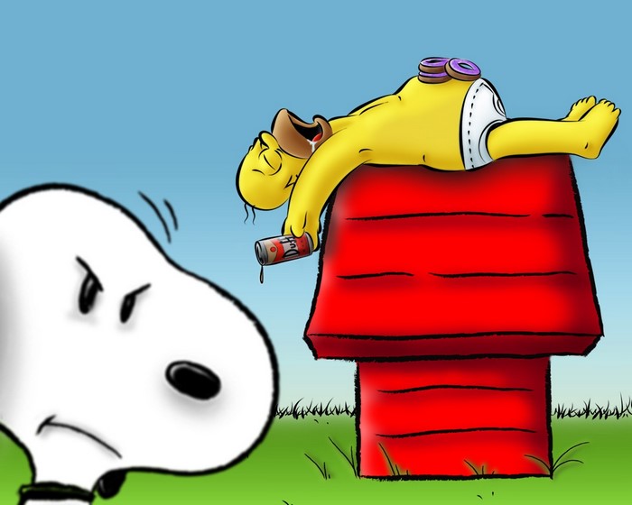 Homer Simpson and Snoopy