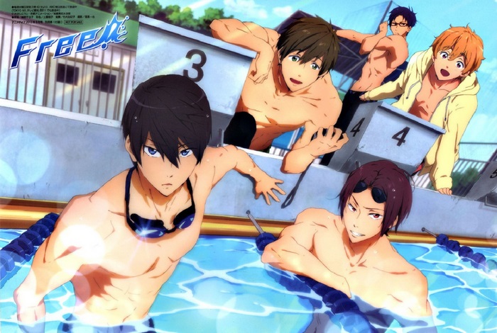Free! Haruka Nanase and friends in swimming pool