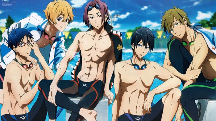 Five male swimmers from Free! series