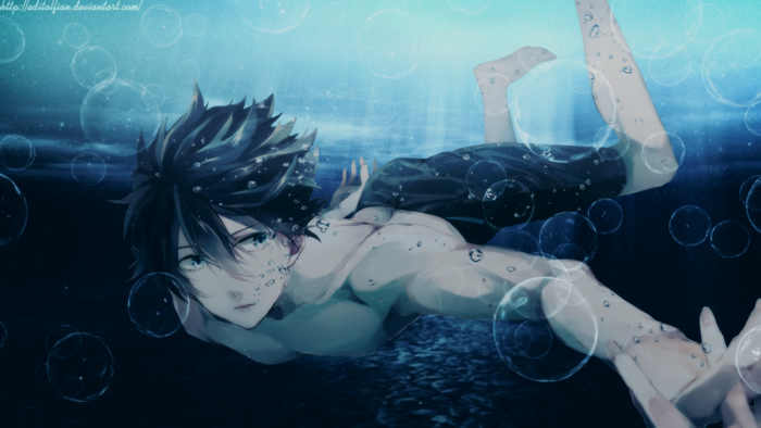 Haruka Nanase swimming underwater
