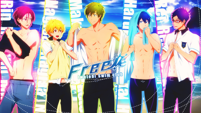 Free! Iwatobi Swim Club characters Rin, Nagisa, Haruka, Makoto, Rei