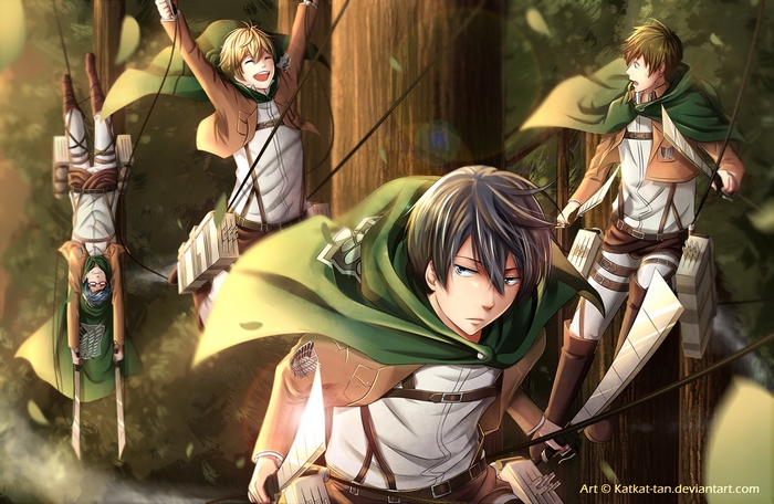 Attack on Titan characters in forest