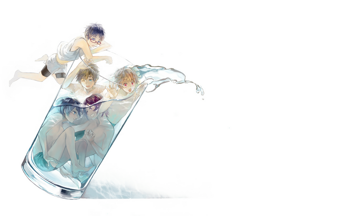 Free! Haruka Nanase and friends in a glass