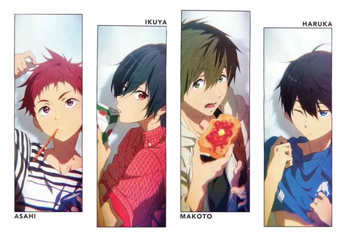 Asahi, Ikuya, Makoto, and Haruka from Free!