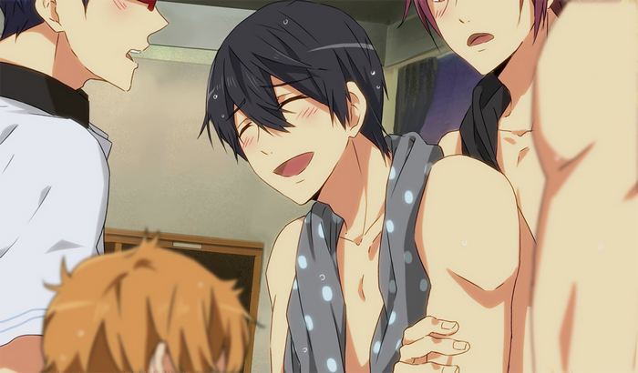 Haruka Nanase and friends after swimming