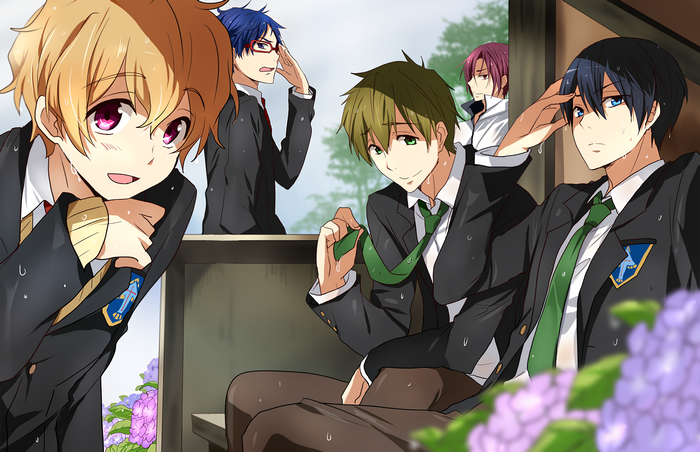 Anime boys in school uniforms