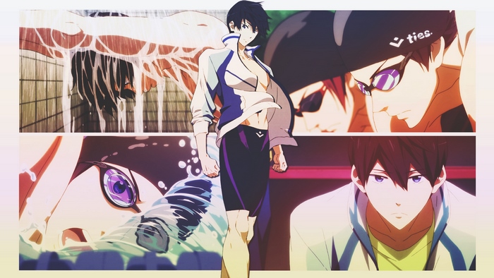 Haruka Nanase from Free! in a collage