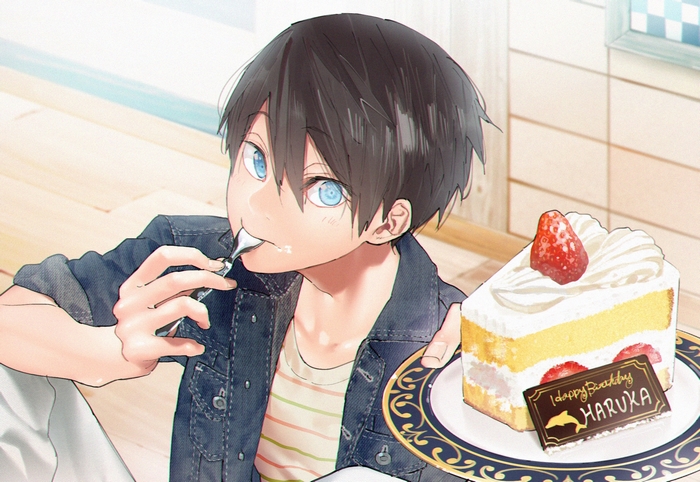 Haruka Nanase eating cake