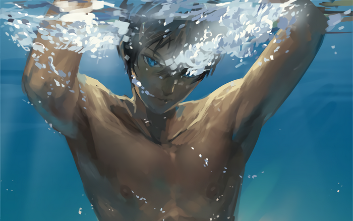 Haruka Nanase swimming underwater