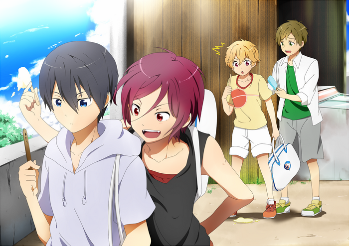 Free! Haruka Nanase and friends with popsicles