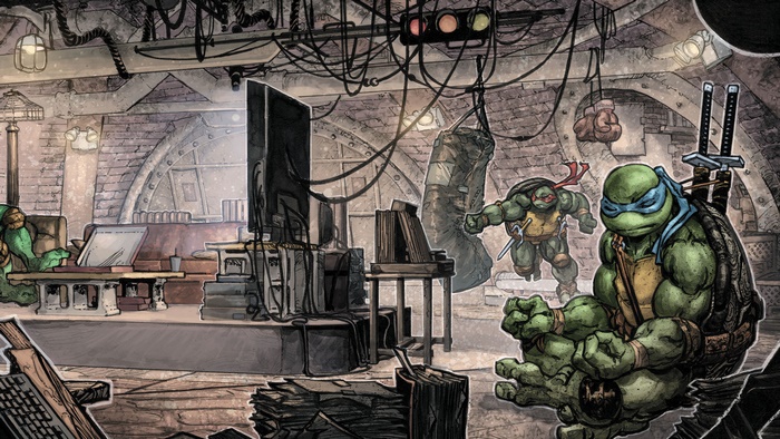 Teenage Mutant Ninja Turtles in their Lair