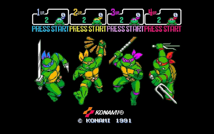 Teenage Mutant Ninja Turtles Konami 1991 Title Screen